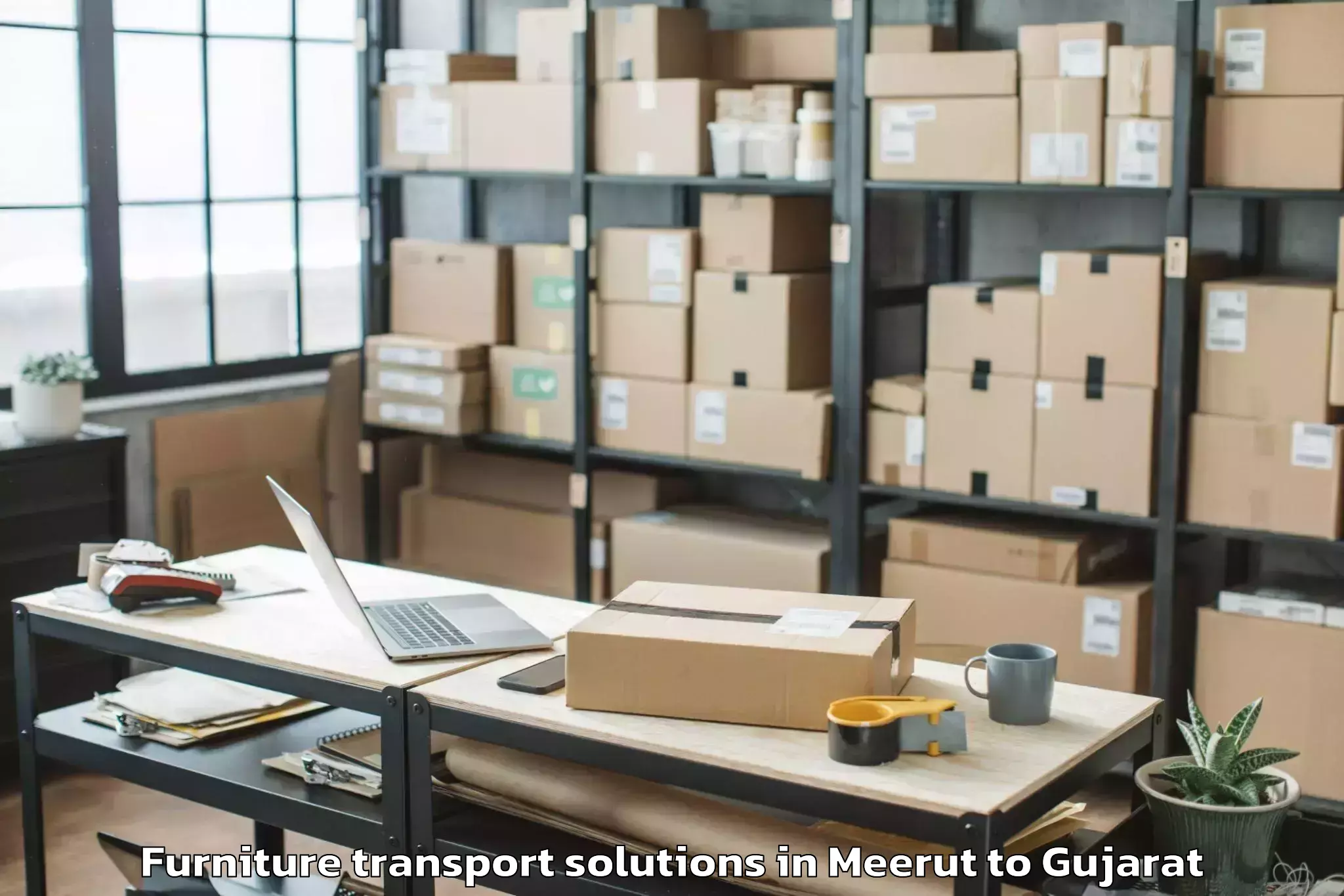 Book Meerut to Delvada Furniture Transport Solutions